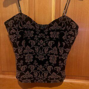 Vintage Cachet Crystal Embellished Black Velvet Bustier